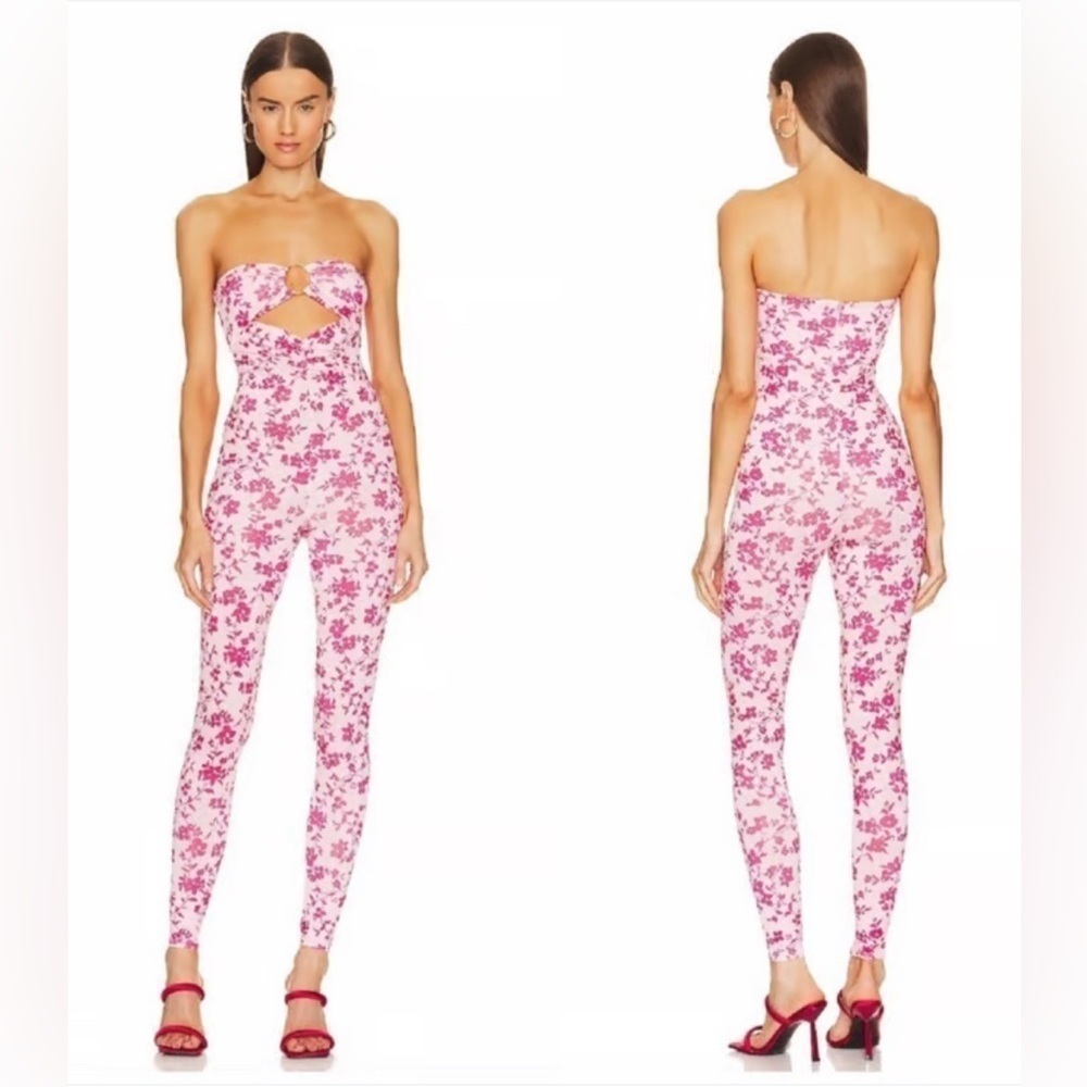Revolve Lovers + Friends Jasmine Floral Strapless Jumpsuit Size Small